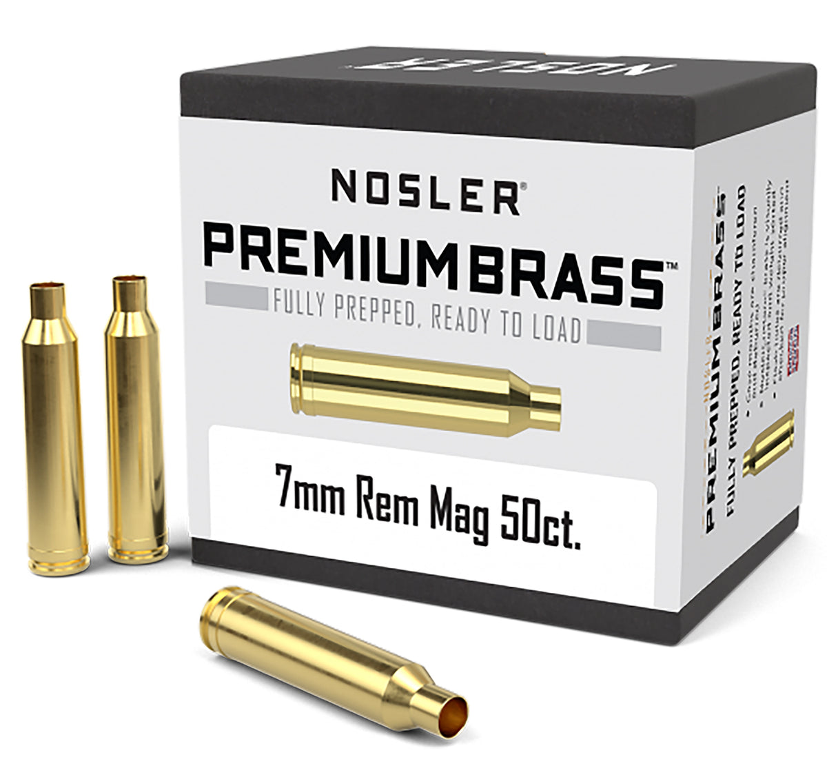 Nosler 7mm Rem Mag Premium Unprimed Rifle Brass Cases 50/Box