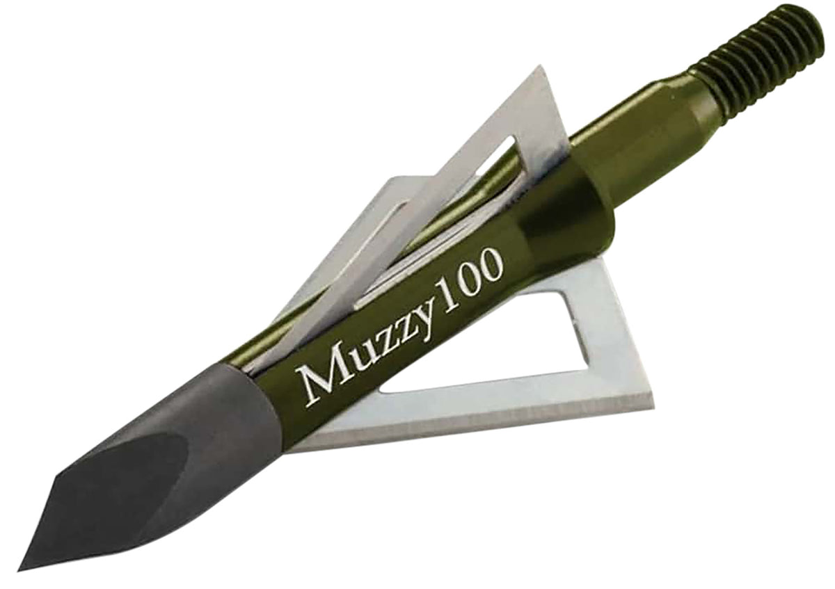 Muzzy 225 3-Blade Archery Broadhead 100gr Trocar Tip Aluminum Ferrule 6-Pack