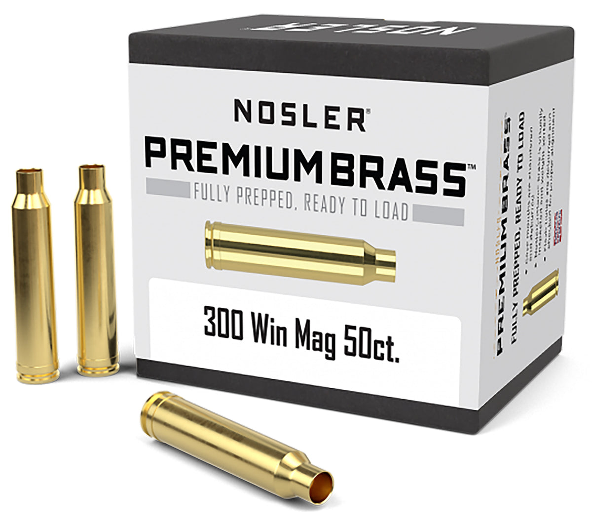 Nosler 300 Win Mag Premium Unprimed Rifle Brass Cases 50/Box
