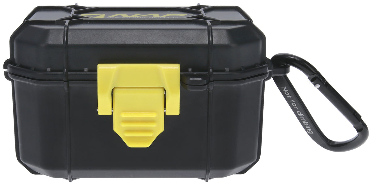 NAP Broadhead Storage Case Black/Yellow ABS Housing with Impact-Resistant Aluminum Carabiner