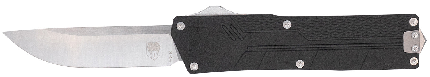CobraTec Paragon Edge Automatic OTF Knife Satin VG-10 SS Blade Black Textured Handle Window Breaker