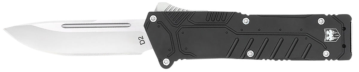 CobraTec Special Forces Automatic OTF Knife 3.25" Satin D2 Drop Point Blade Black Anodized Handle
