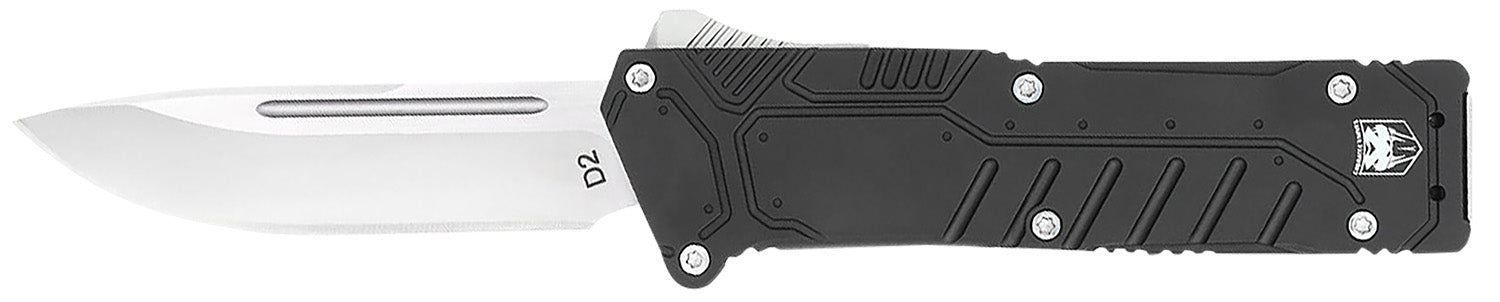 CobraTec Special Forces Automatic OTF Knife 3.25" Satin D2 Drop Point Blade Black Anodized Handle