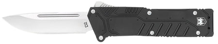 CobraTec Special Forces Automatic OTF Knife 3.25" Satin D2 Drop Point Blade Black Anodized Handle