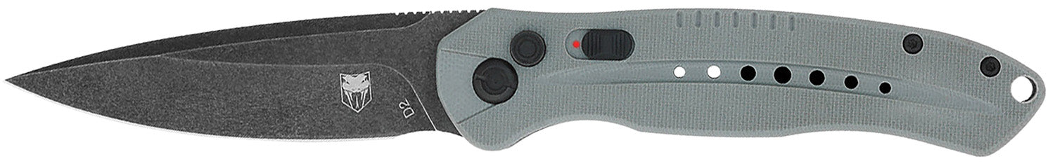 CobraTec Diablo Folding Automatic Knife 3.50" Stonewashed D2 Blade Gray G10 Scales Safety Switch