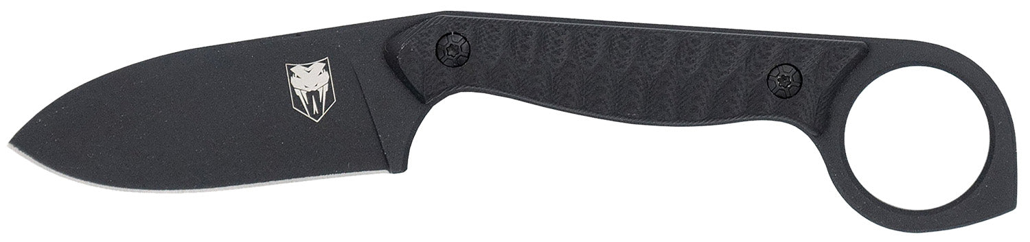 CobraTec Wolfteeth EDC Folding Knife 2.75" Black 14C28N Drop Point Blade Black G10 Ring Handle