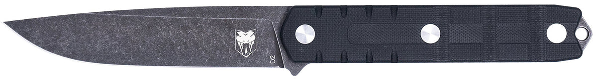 CobraTec Outdoor Warrior Full Tang Fixed Blade Knife 4.50" Stonewashed D2 Black G10 Scales Kydex Sheath
