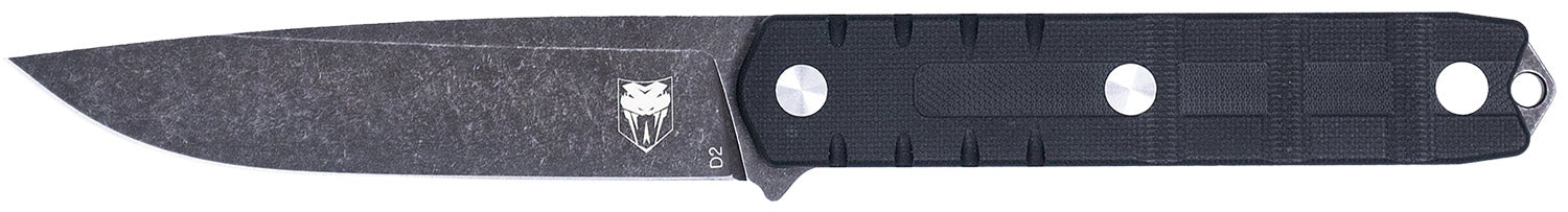 CobraTec Outdoor Warrior Full Tang Fixed Blade Knife 4.50" Stonewashed D2 Black G10 Scales Kydex Sheath