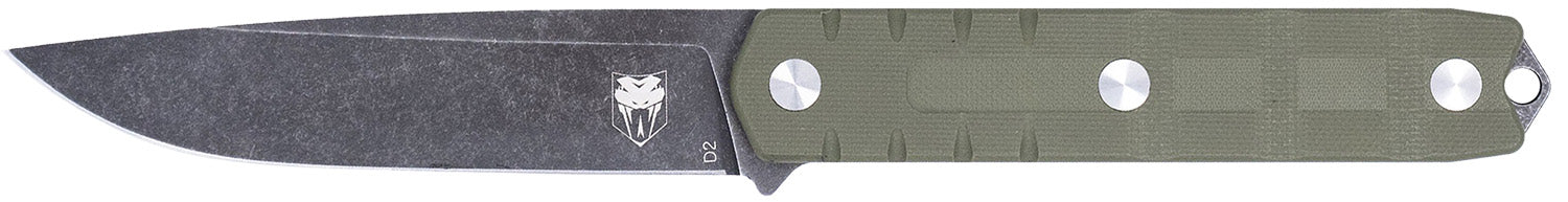 CobraTec Outdoor Warrior Full Tang Fixed Blade Knife 4.50" Stonewashed D2 OD Green G10 Scales Kydex Sheath
