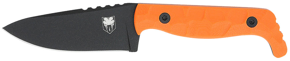 CobraTec KingPin EDC Fixed 4" Drop Point Black Powder Coated D2 Blade, Orange G10 Handle