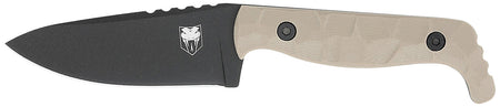 CobraTec KingPin EDC Fixed 4" Drop Point Black Powder Coated D2 Blade, Tan G10 Handle