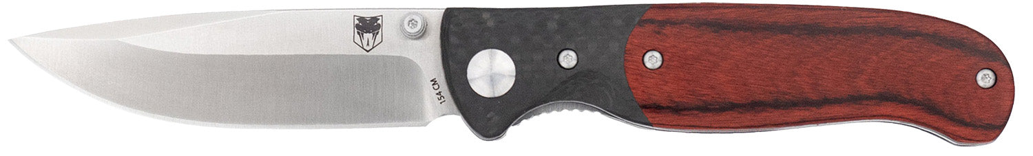 CobraTec Baron EDC Folding Knife 3.25" Drop Point 154CM Stainless Blade, Carbon Fiber/Pakkawood Scales