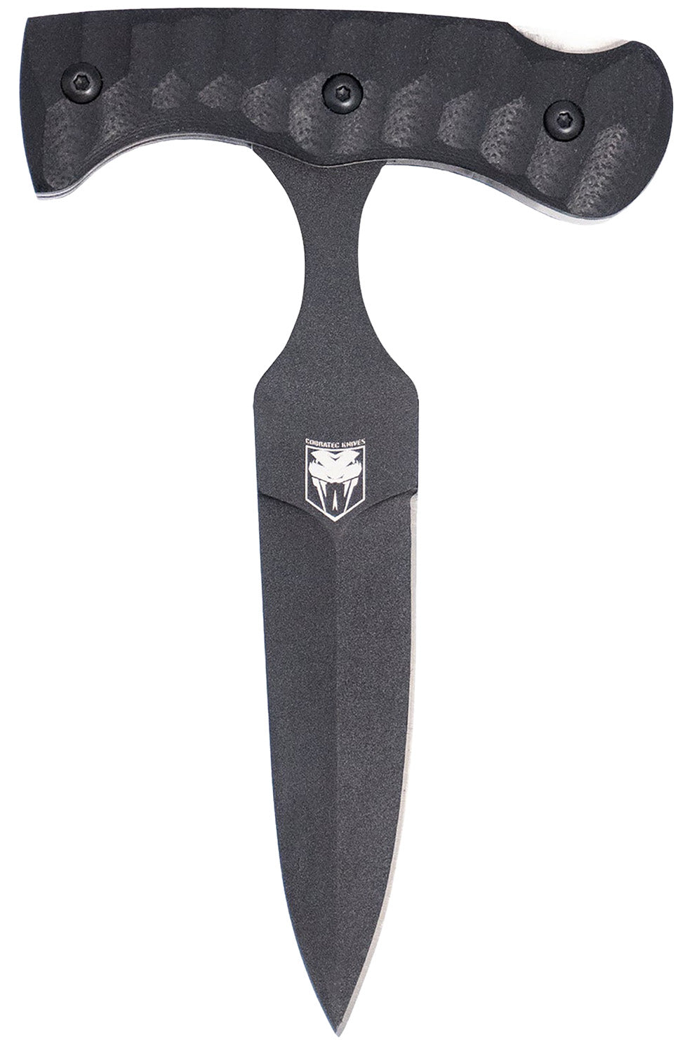 CobraTec Push Dagger Folder 2.88" Black D2 Steel Blade, 4.06" Black Textured G10 Scales