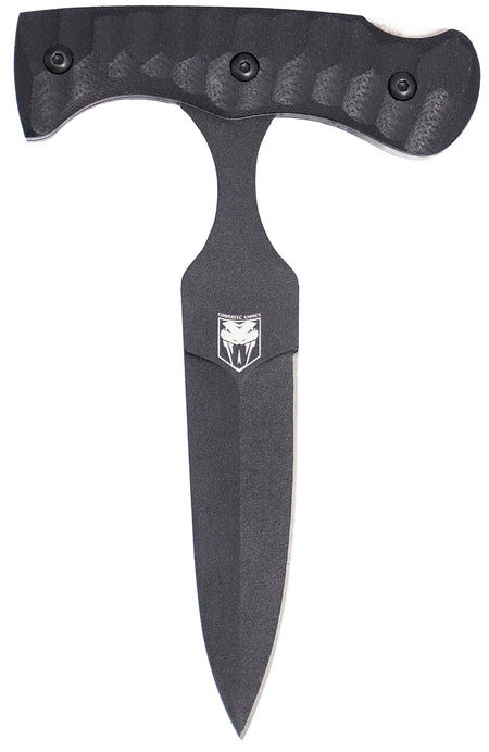 CobraTec Push Dagger Folder 2.88" Black D2 Steel Blade, 4.06" Black Textured G10 Scales