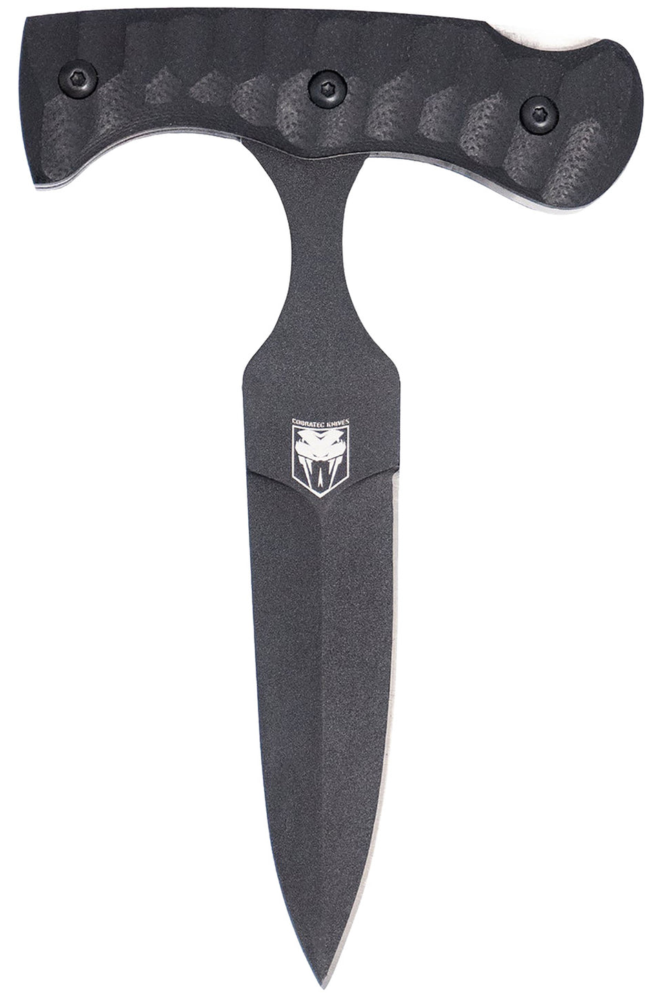 CobraTec Push Dagger Folder 2.88" Black D2 Steel Blade, 4.06" Black Textured G10 Scales