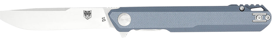CobraTec Monarch 3.50" Folding Plain Satin D2 Steel Drop Point Blade, 4.75" Gray G10 Scales