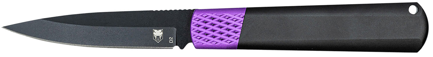 CobraTec Gideon 3" Folder Hidden Release Black Stonewashed D2 Blade, 4.25" Black/Purple Aluminum Scales