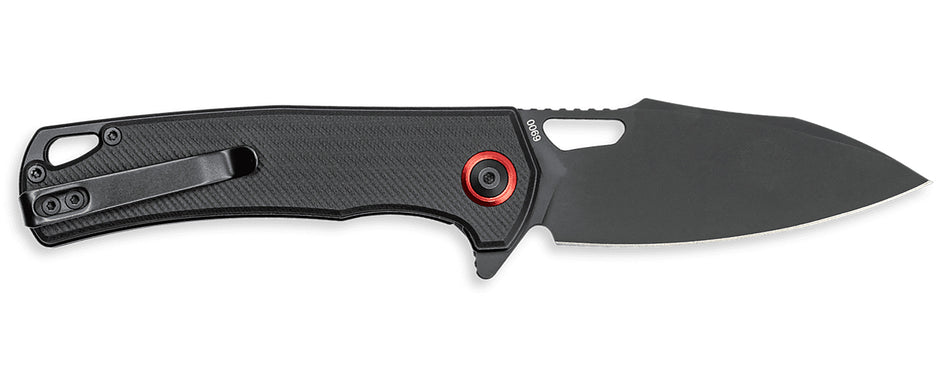 CobraTec Wolverine Liner Lock 3.13" OTF Black TiCN D2 Drop Point Blade, 4.25" Black Textured G10 Handle