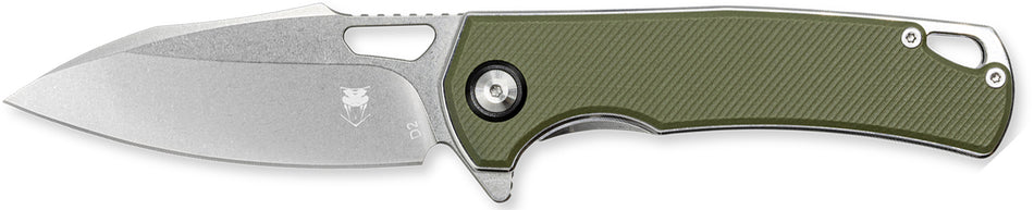 CobraTec Wolverine Liner Lock 3.12" OTF Satin TiCN D2 Drop Point Blade, 4.25" Green Textured G10 Handle