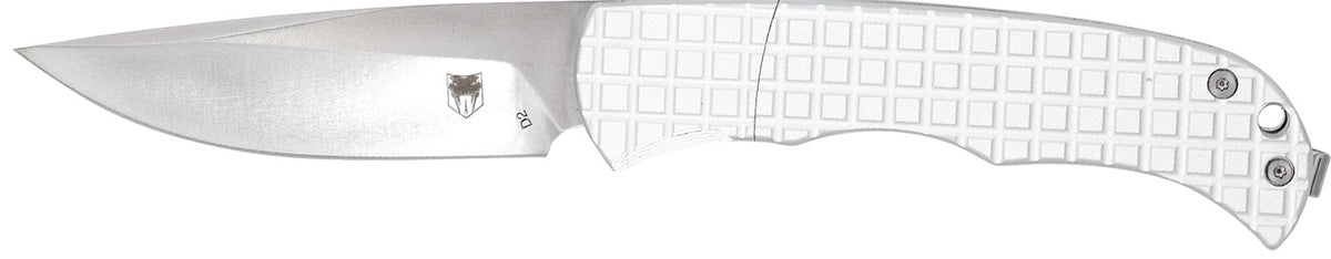 CobraTec Cyclone Hidden Release OTF 3" Satin D2 Steel Blade, 4" White Aluminum Handle