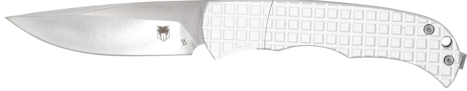 CobraTec Cyclone Hidden Release OTF 3" Satin D2 Steel Blade, 4" White Aluminum Handle