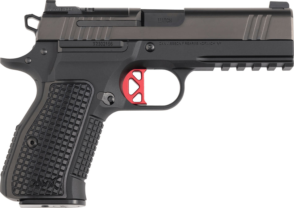 Dan Wesson 92103 DWX Compact Frame 9mm Luger 15+1 4.95" Black Match Grade Barrel, Black DLC Serrated Steel Slide, Black Aluminum Frame w/Beavertail & Picatinny Rail, Black Textured Aluminum Grip