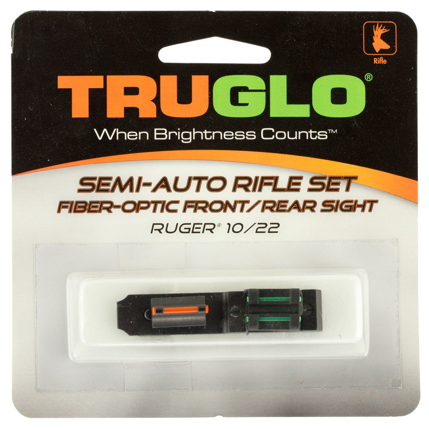 TruGlo TG111W CNC-Machined Fiber Optic Iron Sight Set for Ruger 10/22 Red Front/Green Rear