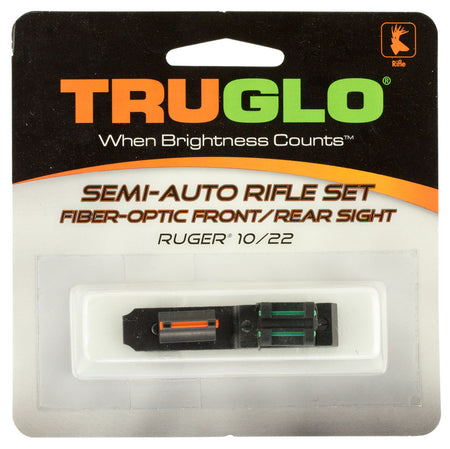 TruGlo TG111W CNC-Machined Fiber Optic Iron Sight Set for Ruger 10/22 Red Front/Green Rear