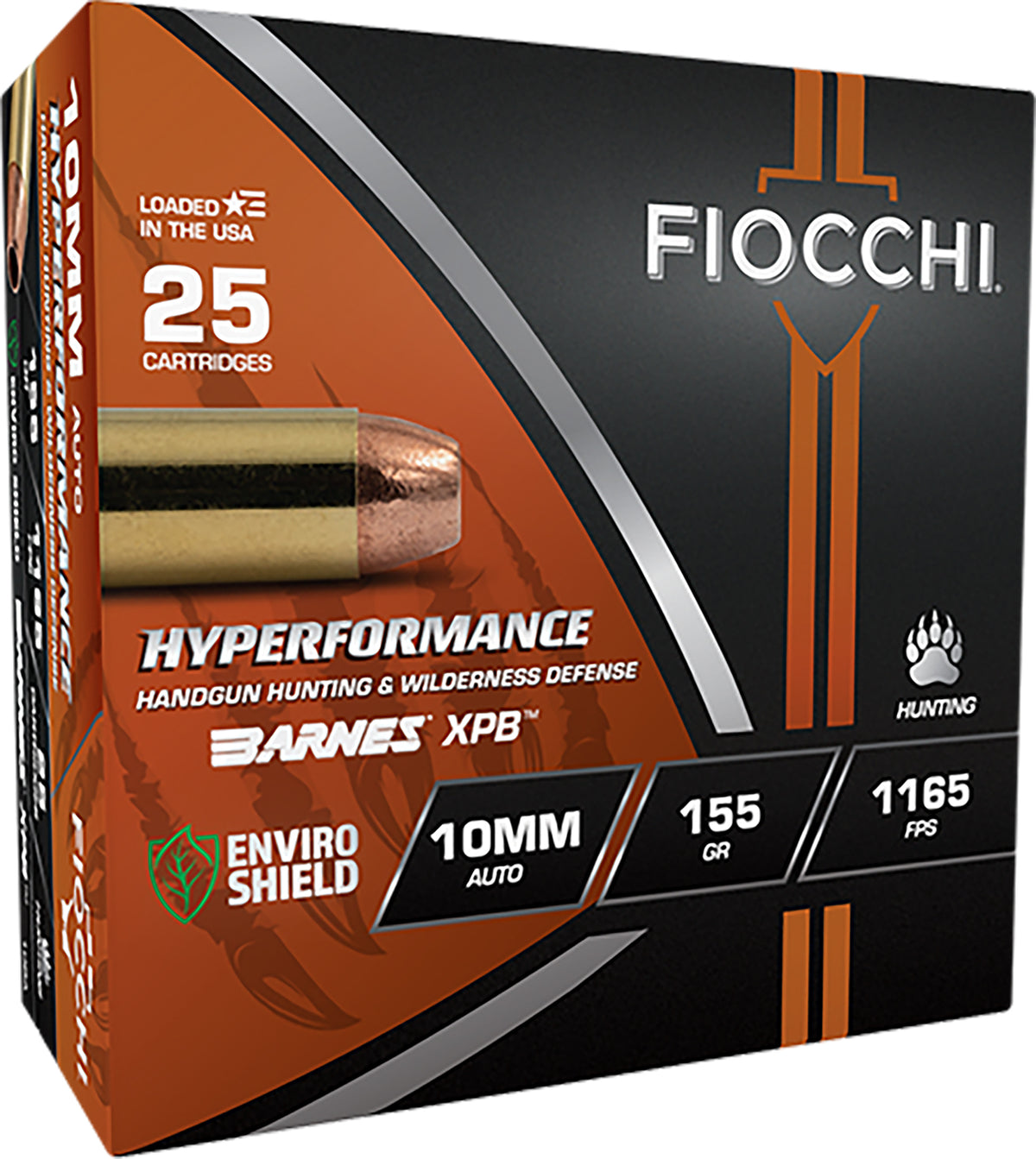 Fiocchi 10mm Auto Hyperformance Hunt 155 grain XPB Jacketed Hollow Point ammunition