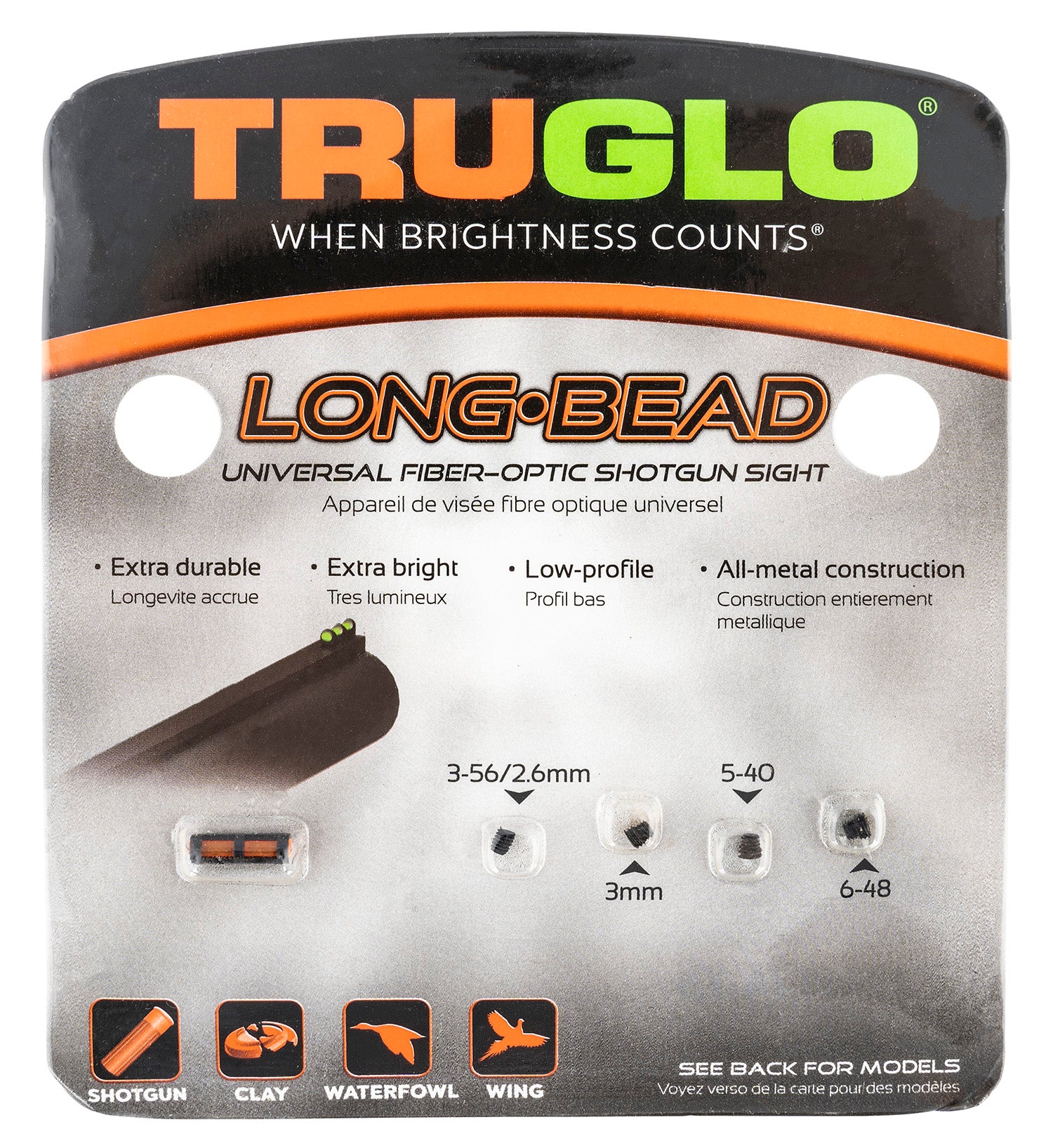 Truglo Long Bead TG947UR Universal Shotgun Red Fiber Optic Front Sight 0.078" Diameter Vent Rib
