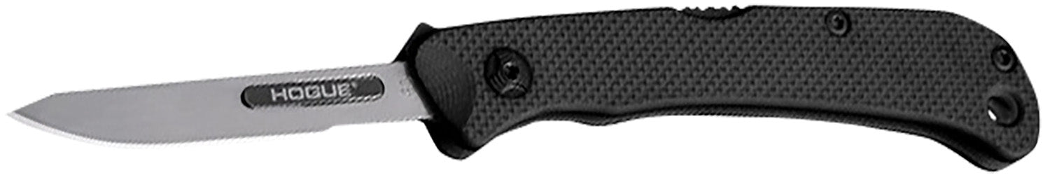 Hogue Expel 2.50" Scalpel Folder, Satin High Carbon Steel Blade, Black G10/SS Handle with Dual-Action Ejector-Lock