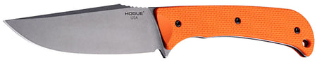 Hogue Extrak XL 3.90" Fixed Clip Point Plain Blade, CPM M4 Tool Steel Stone Tumbled, Blaze Orange G10 Handle & ULTICLIP Sheath