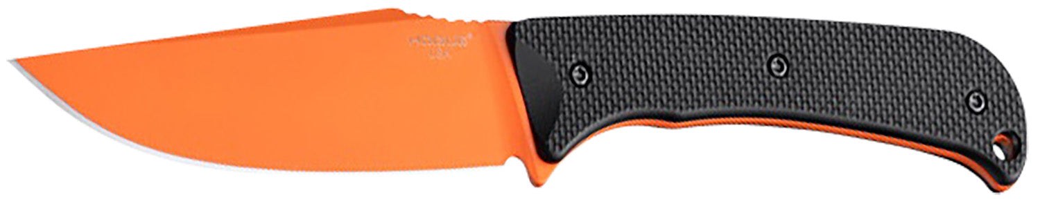 Hogue Extrak XL 3.90" Fixed Clip Point Plain Blade, CPM M4 Blaze Orange Cerakote, Black G10 Handle & ULTICLIP Sheath