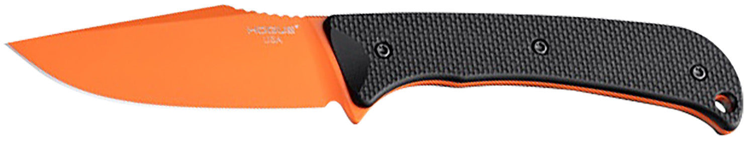 Hogue Extrak 3.30" Fixed Clip Point Plain Blade, CPM M4 Blaze Orange Cerakote, Black G10 Handle & ULTICLIP Sheath