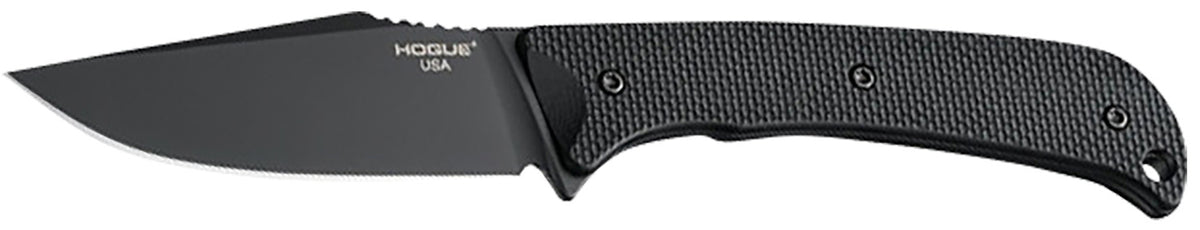 Hogue Extrak 3.30" Fixed Clip Point Plain Blade, CPM M4 Black Cerakote, Black G10 Handle & ULTICLIP Sheath