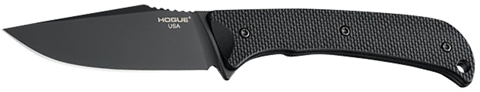 Hogue Extrak 3.30" Fixed Clip Point Plain Blade, CPM M4 Black Cerakote, Black G10 Handle & ULTICLIP Sheath