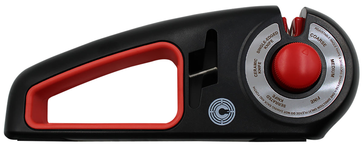 Caliber Gourmet CBGKS1 Black/Red ABS Adjustable Knife Sharpener, Ceramic Carbide
