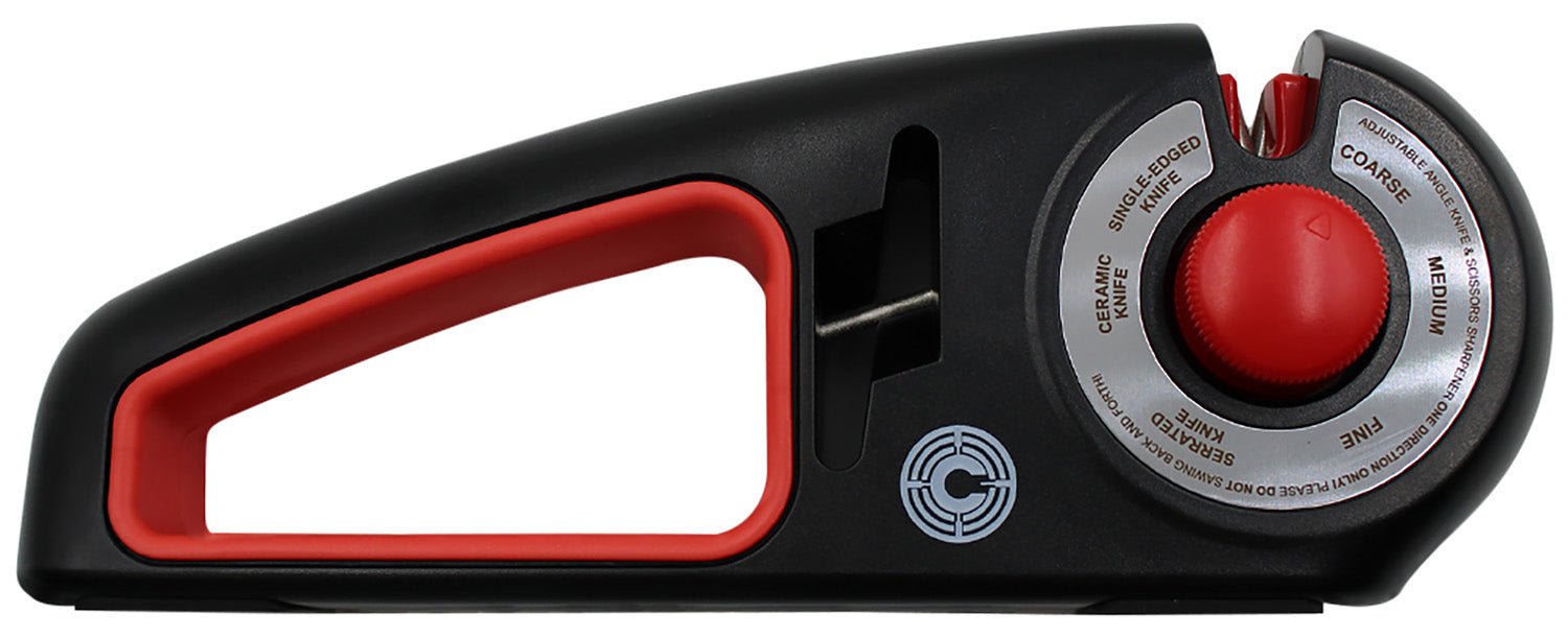 Caliber Gourmet CBGKS1 Black/Red ABS Adjustable Knife Sharpener, Ceramic Carbide