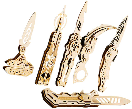 Caliber Gourmet Wooden Knife Puzzle 6 Piece Assortment Brown Eco-Friendly CBG-PZ-03K