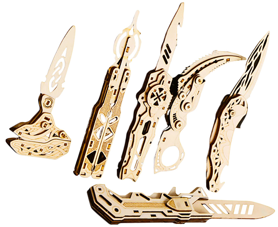 Caliber Gourmet Wooden Knife Puzzle 6 Piece Assortment Brown Eco-Friendly CBG-PZ-03K