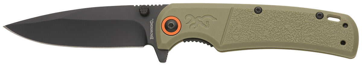 Browning 3220513 Buckmark Slim 3.13" EDC Folding Knife Drop Point D2 Steel Blade, Textured Sage Handle