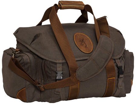 Browning Lona Flint/Brown Canvas and Leather Range Bag Durable Shooting Gear Carrier