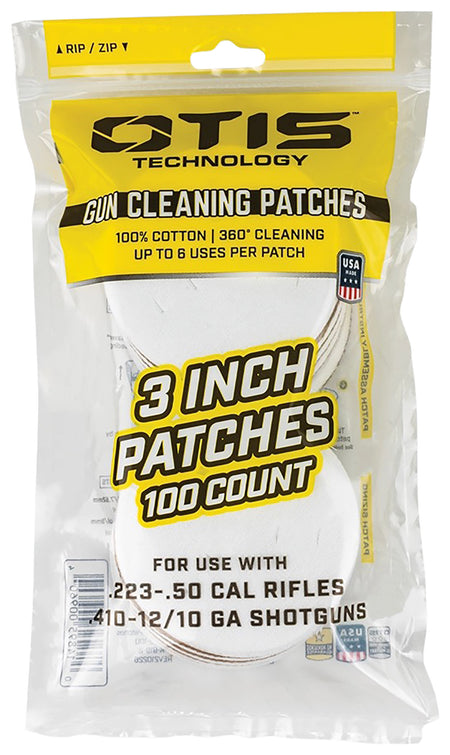 Otis All Caliber 3 Inch Cleaning Patches 100% Cotton 100 Count