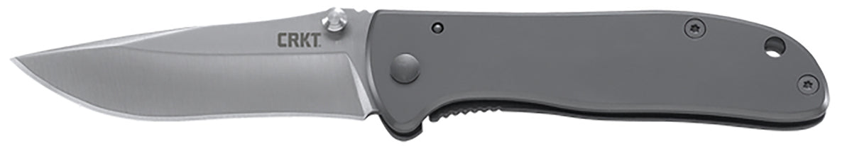 CRKT 6450S Drifter 2.88" Folding Drop Point 8Cr14MoV SS Blade with Satin Finish, Stainless Steel Handle