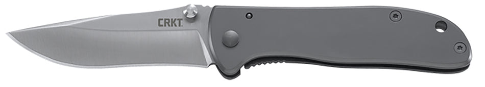 CRKT 6450S Drifter 2.88" Folding Drop Point 8Cr14MoV SS Blade with Satin Finish, Stainless Steel Handle