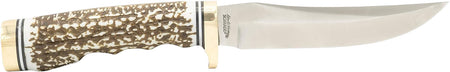 Uncle Henry 1100087 Next Gen Golden Spike Fixed 5" Satin SS Blade, Staglon Handle with Brass Accents