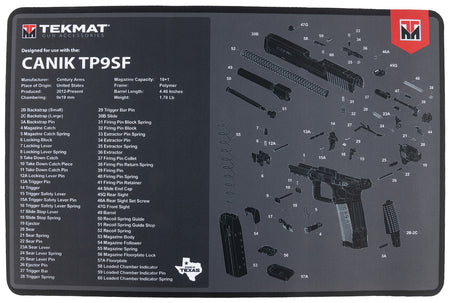 TekMat Canik TP9SF Firearm Cleaning and Maintenance Mat Black/Gray 11x17 Inch