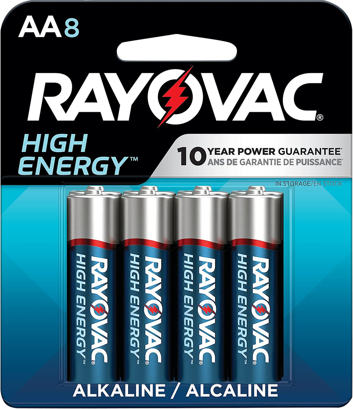 Rayovac 8158T03 AA High Energy Alkaline Battery 1.5V 2700mAh 8 Count