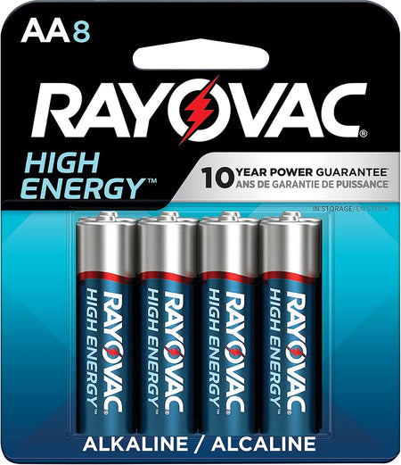 Rayovac 8158T03 AA High Energy Alkaline Battery 1.5V 2700mAh 8 Count