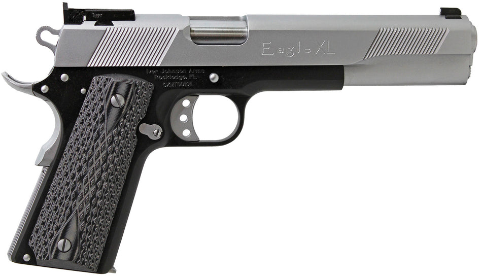 Iver Johnson Arms EAGLEXL10TT Eagle Deluxe 10mm Auto 8+1 6" Steel Barrel, Hard Chrome Serrated Steel Slide, Matte Black Steel Frame w/Beavertail, Black/Gray G10 Grip
